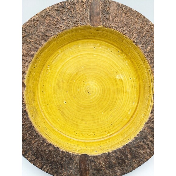 VTG Bitossi Ashtray Round Bowl Brown Mustard Glaze 60s 70s Italy Brutalist 10.5" - Picture 5 of 16
